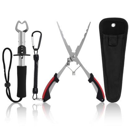 Fishing Tool Set, Fish Lip Gripper Pliers and Upgraded Muti-Function Fishing Pliers, for Fly Fishing, Ice Fishing, for Fishing Enthusiasts - Gift for Men