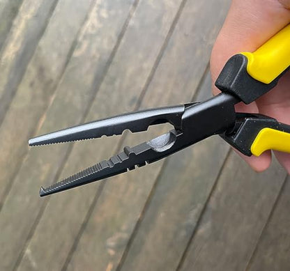 Hanpex-7 inch Fishing Pliers with Anti-rust Teflon coated, Freshwater/Saltwater Fishing Tools, Comfort Grip Handles Fishing Gear Idea for Fishing Trip - style: 7" Split Ring Nose