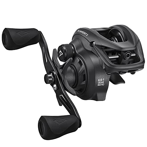 Piscifun Torrent II Baitcasting Reel, 20LB Drag, Magnetic Brake | Smooth casting, 6+1 bearings, 6.75 oz body, 6.6/8.1 ratios,low-profile body - color: Grey-Right Hand Retrieve, size: 6.6:1 Gear Ratio