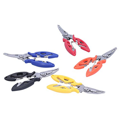 Pssopp 5-Piece Fishing Tool Set, Stainless Steel Pliers with Hook Remover, Curved Scissors, Braid Line Cutters, Split Ring Tool