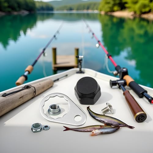 M7 Fishing Reel Screws Nut Caps, Metal Fishing Reel Handle Screw Cap Crank Nuts and Locking Plate Replacement for Left and Right Hand Plate DIY Fishing Accessory Hunting Fishing Reels and Accessories