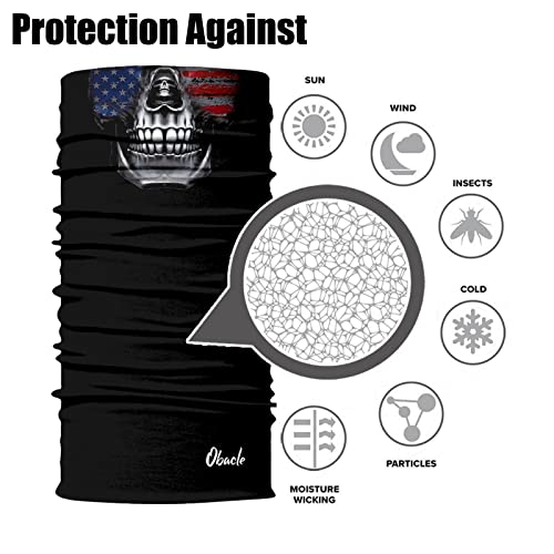 Obacle Neck Gaiter Face Mask Bandana for Dust Wind Sun Protection for Men Women - color: Skull Flag Face Blue Red