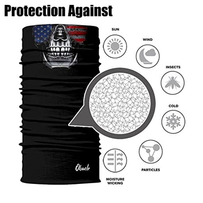 Obacle Neck Gaiter Face Mask Bandana for Dust Wind Sun Protection for Men Women - color: Skull Flag Face Blue Red