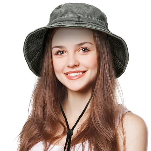 Men's Bucket Hat Camo Outdoor Sun Protection, Breathable Quick-Dry Fishing Gardening Hiking Hat ,UPF50+ Cotton Wide Brim - color: Black