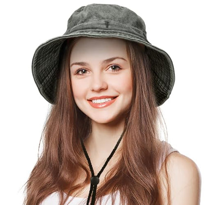 Men's Bucket Hat Camo Outdoor Sun Protection, Breathable Quick-Dry Fishing Gardening Hiking Hat ,UPF50+ Cotton Wide Brim - color: Black