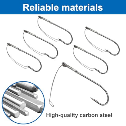 Weedless Wacky Rig Hooks - Super Strong Bass Fishing Hooks with Wire Guard, Sharp High Carbon Steel Metal Hooks for Freshwater & Saltwater - size: 2/0