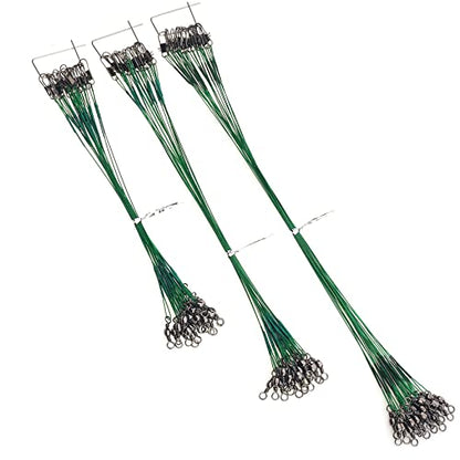 MOBOREST 60PCS Fishing Leaders, Hi-Low Rig Fish Line Stainless Steel Wire Leader with Swivel Snap Assortment Fishing Gear Connect for Lures Bait Rig Hooks