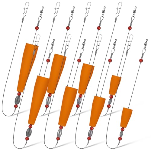 8 Pcs Popping Corks Floats for Saltwater Fishing Bobbers Popping Cork Weighted Floats with 4 Size Fishing Tackle Cork Float Rig Rattle Tackle for Saltwater Redfish - color: Orange