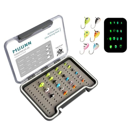 21 Piece Tungsten Ice Fishing Jigs Kit, More Effective Tungsten Ice Fishing Lure Jigs for Panfish Walleye
