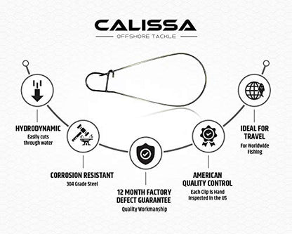 Calissa Offshore Tackle Kayak & Spearfishing Stainless Steel Fish Stringer Clip + 36” Steel Lanyard Speargun Spear Fishing Freediving Scuba Dive Diving Large Holder (Stainless Steel - No Clip)