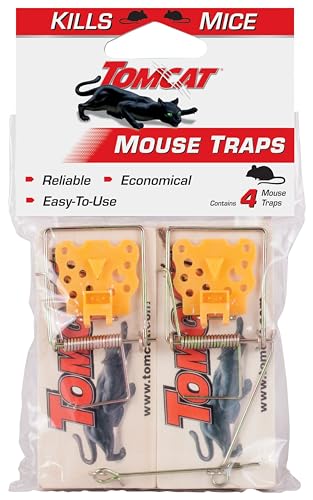 Tomcat Wooden Mouse Traps - Disposable Non-Chemical Mouse Trap for Homes, Garages and Basements, 4 Pack - size: 1-Pack, style: Mouse Trap
