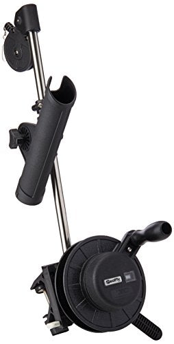 Scotty #1050MP Depthmaster Manual Downrigger, Display Packed w/ Rod Holder & Clamp Mount,Black | Non-Permanent Clamp-on Bracket