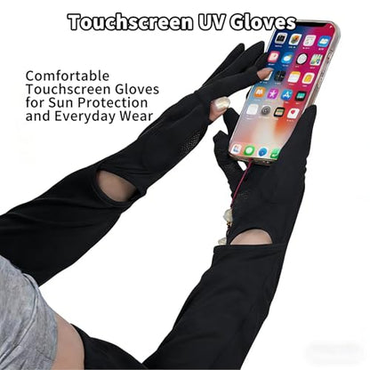 GLEDLOVES Driving Gloves Women, Cycling Gloves, Sun Women UV Protection, | Driving Arm Protection for Sleeves Golf Fishing - color: Black