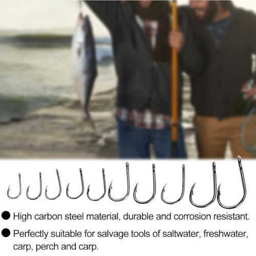 500Pcs Fishing Hooks Set – High Carbon Steel Sharpened Barbed Circle Hooks in Assorted Sizes 3 to 12 for Freshwater and Saltwater Fishing - size: 1#-with Holes