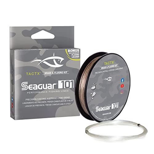 Seaguar TactX Braided Fishing Line & Fluoro Kit, with Free Leader - size: 20lbs/300yds
