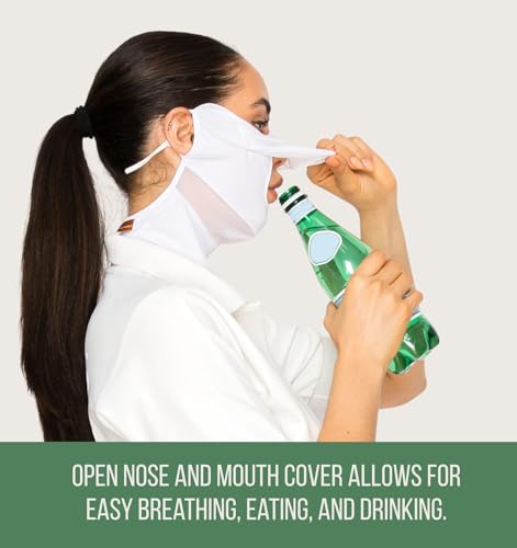 Cooling Face Mask UVA&B 99.9% Block Made in KOREA UV Protection Sports Lightweight Breathable Golf Cycling Driving - color: White