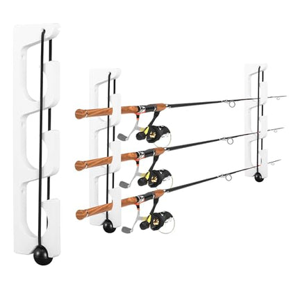 Wall Mount Fishing Rod Holders,3 Rod Holder Storage for Wall & Garage Storage Organizer Gear Equipment Gifts(O-shaped hole) - style: Thin style