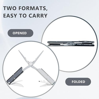 Selake 12-in-1 Saltwater Fishing Pliers EDC Multitool, Titanium Coated Marine Stainless Steel Folding Pen-Sized Hook Remover Braid Cutter Fishing Gear Gifts for Men