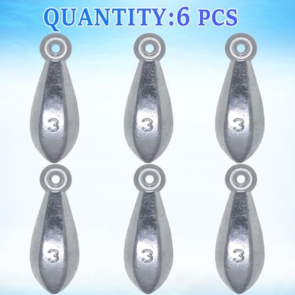 Fishing Weights Sinkers Bank Sinkers | Ocean Saltwater Surf Fishing Gear Fishing Assortment 1oz 2oz 3oz 4oz 5oz - style: 3oz-6pcs