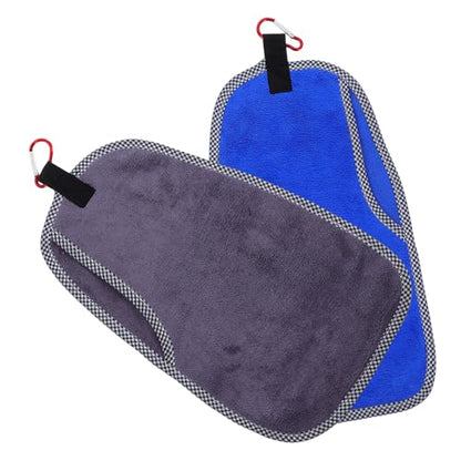 Zerodeko Fishing Towels with Clip Quick-Dry Microfiber Rod Care Towels 2pcs Gray and Blue Portable Sports for Anglers and Outdoor Activities
