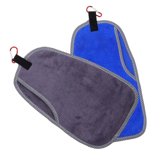 2pcs Quick-Dry Outdoor Fishing Towels with Clip, Microfiber Rod and Hand Wiping Rag Set for Camping, Boating, Fitness Anglers – Gray and Blue
