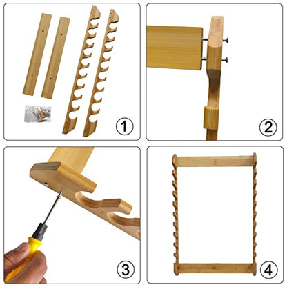 Wall Mount Fishing Rod Rack, Wooden Fishing Pole Holder, Heavy Duty Fishing Rod Storage Organizer for Garage Home Wall, Space Saving Fishing Gear Display Rack
