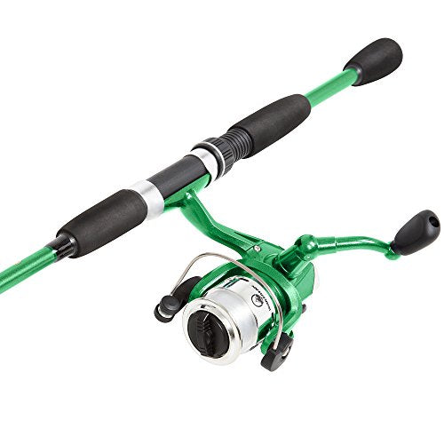 Wakeman Fiberglass Fishing Rod and Reel Combo – 2-Piece 65-Inch Medium Action Spinning Rod Set for Lake Fishing - color: Green Metallic