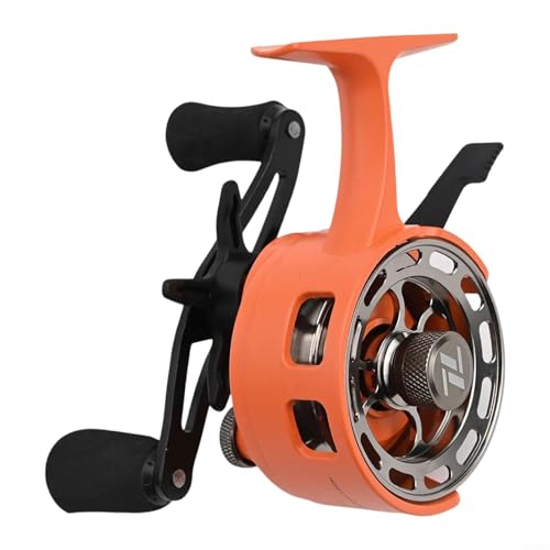 Minhe Inline Ice Fishing Reel With 3 21 Gear Ratio, 3+1 Ball Bearings, And Magnetic Drop System For Smooth Functionality(right hand orange) | Ice Fishing