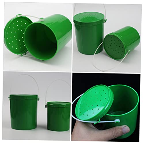 Fishing Bait Bucket 2pcs Worm Bucket Plastic Storage Box para Guardar Plastic Container Container with Lid Bucket Green Fishing Tool Live Lures Bucket