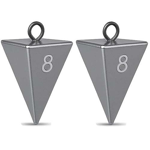 Pyramid Sinkers for Surf Fishing – Lead Fishing Weights, No-Roll Bottom Hold - style: 8oz-2pcs