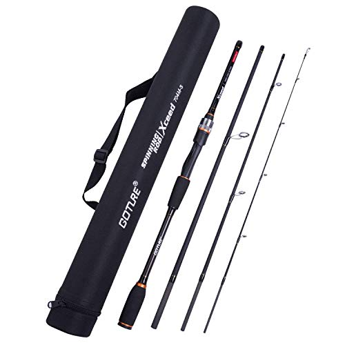 Goture 4-Piece Travel Carbon Fishing Rod M/MH Action 6.6-12ft Multi-Colors | Goture multi-spec travel fishing rods adopt upgraded high-grade carbon fiber blank with premium Fuji line guides - color: Black, size: Spinning/8'-Moderate-Fast/Medium-Heavy