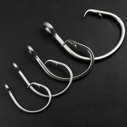 OROOTL Tuna Circle Hooks, 12pcs Stainless Steel Fishing Hooks Catfish Hooks for Saltwater Freshwater 2X Strong Inline Circle Hook for Tuna Carp Catfish Bass and More Size 8/0-18/0 - size: 18/0-12pcs