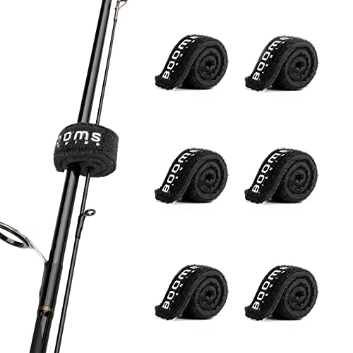 Booms Fishing RS3 Fishing Rod Wrap Pole Straps， Hook & Loop Fishing Rod Belts, Fishing Rod Ties for Casting Rods, Spinning Rods and Fly Rods - style: G: Black_5.9"_6pack