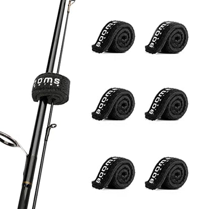 Booms Fishing RS3 Fishing Rod Wrap Pole Straps， Hook & Loop Fishing Rod Belts, Fishing Rod Ties for Casting Rods, Spinning Rods and Fly Rods - style: G: Black_5.9"_6pack