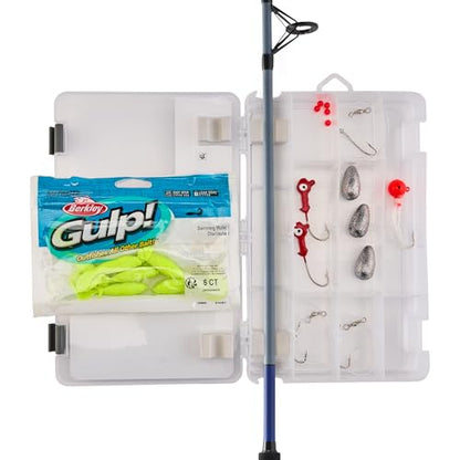 Shakespeare Catch More Fish Spinning Reel and Fishing Rod Combo with Kit - color: Striper, style: 2024 Model