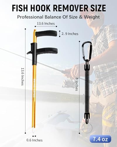 Fish Hook Remover Tool, Aluminum Fishing Hook Remover Extractor 13.6in - color: Gold