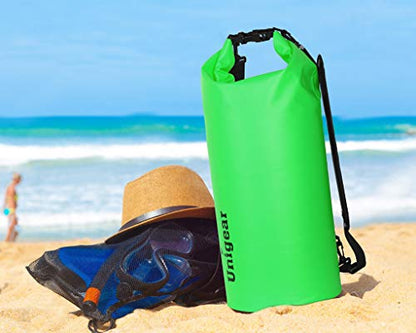 Unigear Dry Bag Waterproof, 2L/5L/10L/20L/30L/40L Floating and Lightweight Bags for Kayaking, Boating, Fishing, Swimming and Camping with Waterproof Phone Case - color: Green, size: 5L