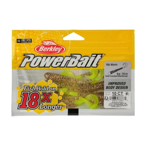 Berkley Berkley PowerBait Rib Worm - color: Gold Cracker/Chartreuse