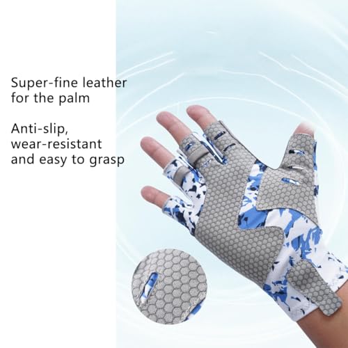 Sun Gloves UPF 50+ Fishing Gloves, Fingerless Sun Protection UV Protection Fishing Gloves Men/Women for Kayaking, Hiking, - color: Grey, size: Large