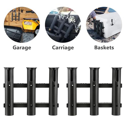 2Pcs Fishing Rod Holder Bracket Tube 3 Rod Rack Wall Mounted 10.63 Inch Fishing Pole Holders for Boats with Screws Nuts Side Mount for Boat Truck Kayak Garag