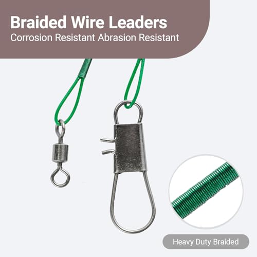 Atibin Line Swivels Fishing Leaders Freshwater Fishing Rigs Wire Leaders Lures Wire Steel Fishing Leader Saltwater Black Nickel - size: #5 (11.8in-60lb) 30pcs