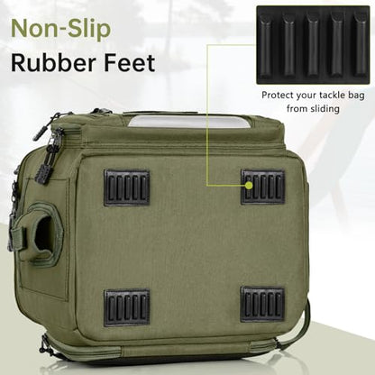 Fishing Tackle Bag - Holds 3400-3600 Size Tackle Boxes -Saltwater & Freshwater Fishing Bags - Padded Shoulder Strap Fishing Bags(Green) (Bag Only) - color: Green, style: Bag Only