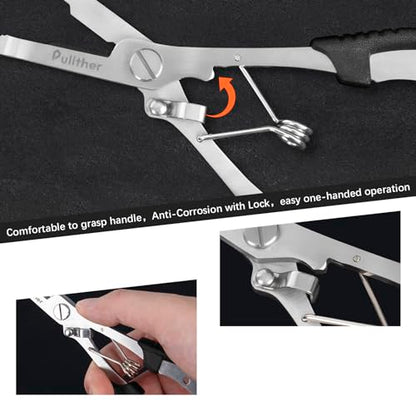 Stainless Steel Fishing Pliers,Needle Nose Pliers Fishing,Fishing Gear Hook Remover with Lanyard,Multitool for Saltwater - color: black