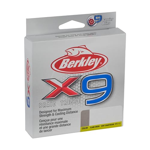 Berkley x9 Braid Fishing Line - color: Flame Green, size: 328yd, style: 15lb Test