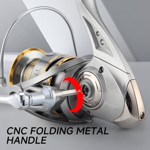 HAUT TON Spinning Reel 8000/9000/10000/12000/14000,6+1BB Metal Surf Fishing Reels,4.8:1 Gear Ratio 55lbs Drag Heavy Long Casting Inshore Saltwater Monster Fish - size: 6000, style: Ht-ngk