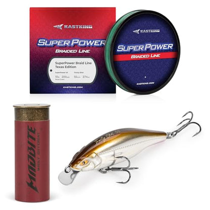 KastKing Superpower Braided Fishing Line and Lure Kit, 4X Braid Line with Hard & Soft Baits, Topwater, Jigs, Rigs&Jerkbaits, Complete Freshwater Fishing Gear Set for Bass,Trout & Walleye,Gift for Men - size: Line: 10 LB-200 Yds, Lure: Trouty Shot 1pc