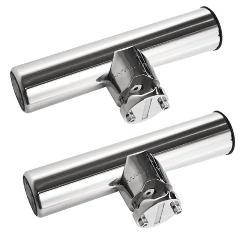 Fishing Rod Holders for Boat, 2 Pack Stainless Steel 316 Rail Mount Adjustable 360°Rotating Rod Holders for Fishing Boat, Marine Grade Clamp on Boat Rod Pole Holder