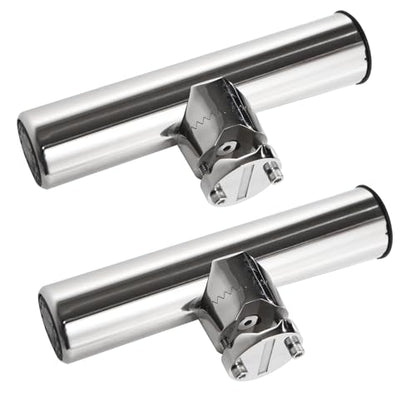 Fishing Rod Holders for Boat, 2 Pack Stainless Steel 316 Rail Mount Adjustable 360°Rotating Rod Holders for Fishing Boat, Marine Grade Clamp on Boat Rod Pole Holder