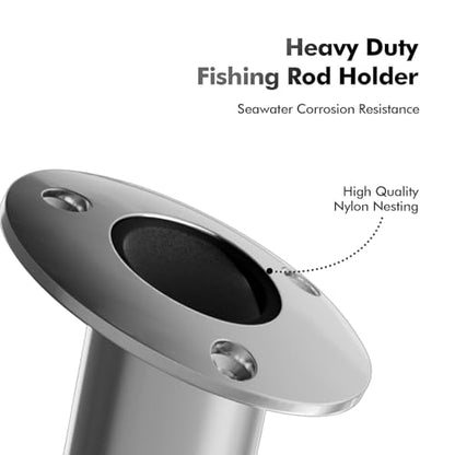 Boat Fishing Rod Holder,2Pcs 15/30/90 Degree Stainless Steel 316 Flush Mount Rod Holders for Fishing Boat,with PVC Cap,Inner Tube and Gasket - color: Black Insert, size: 30 Degree