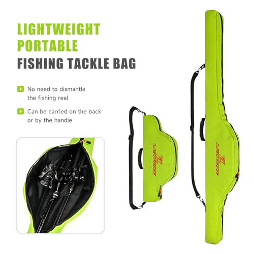 LEOFISHING Portable Folding Water-Resistant Fishing Pole Bag 45cm/17.7in 120cm/47.2in Shock-Resistant Fishing Pole Carrier Case Store up to 2-3 Fishing Rod with Reel and Gears - size: 120cm/47.2"